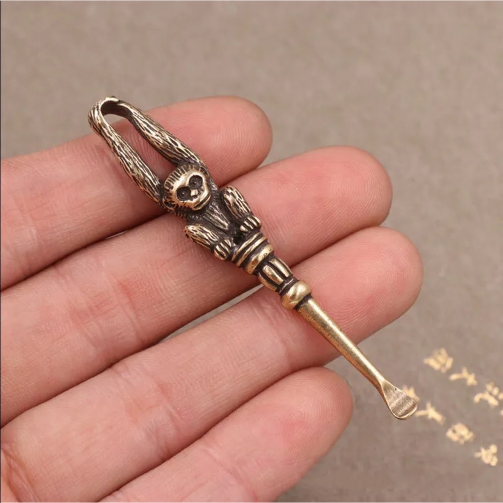 Vintage monkey snuff spoon